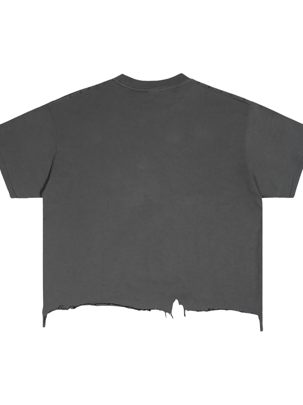 Vintage Wash Boxy Distressed Hem T-Shirt